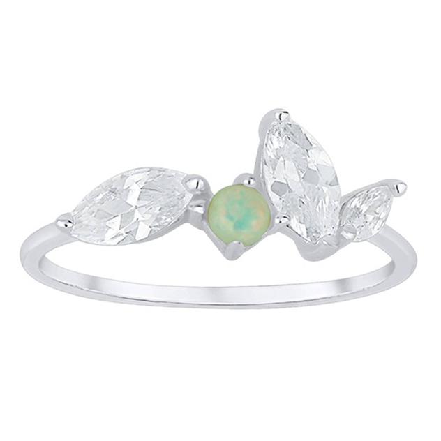 Marsala Sterling Silver CZ & Opal Crystal Ring
