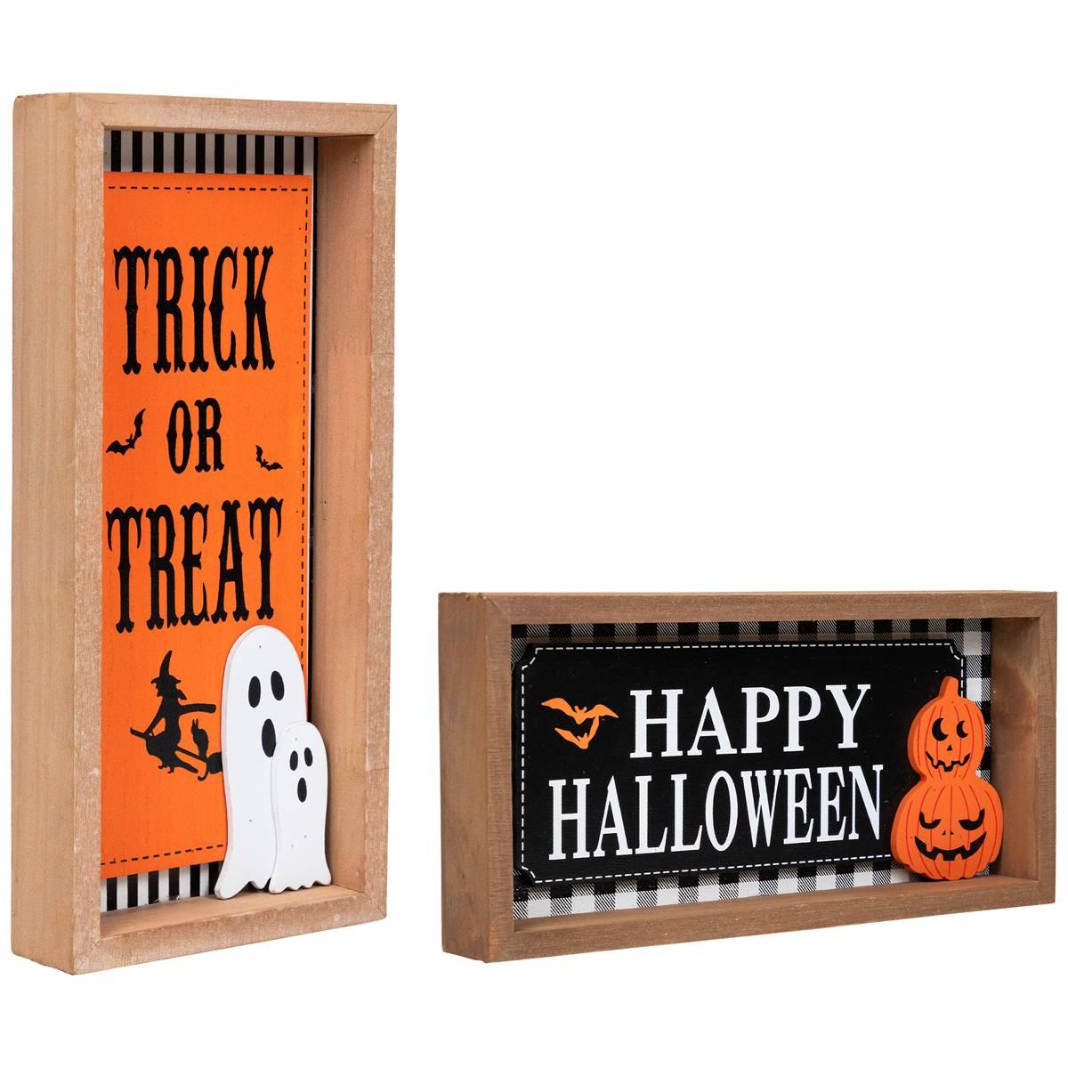 Northlight Seasonal "Happy Halloween" Wooden Shadow Box Plaques