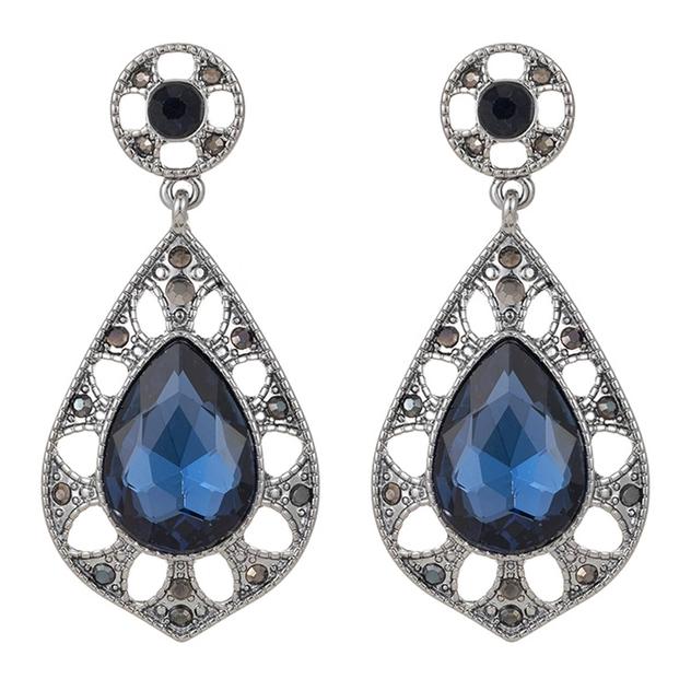 Roman Silver-Tone  Hematite Pear Marcasite Filigree Drop Earrings
