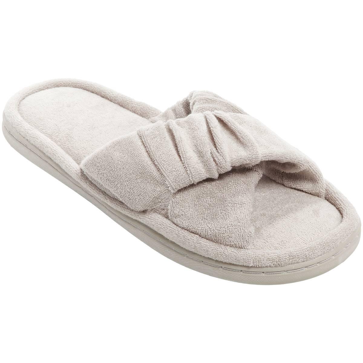 Womens Ella & Joy Ruched Terry Slide Slippers