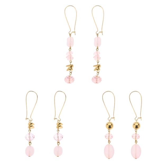 Ashley Cooper™ Gold & Pink Beaded Trio Earrings