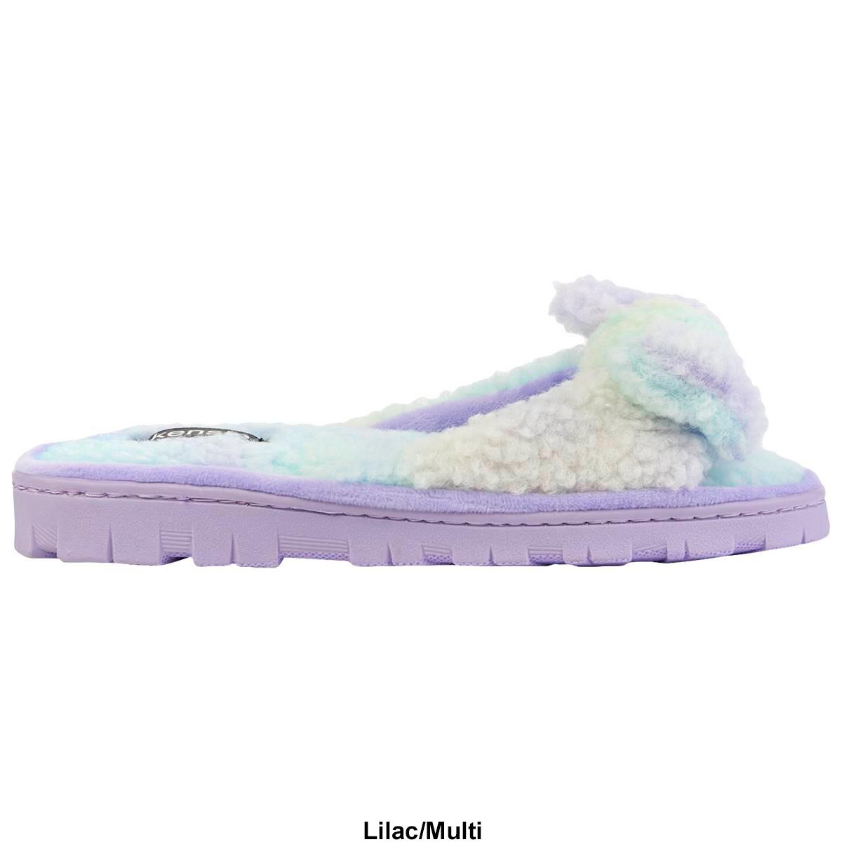 Womens Kenise Sherpa Tie Dye Knotted Slide Slippers