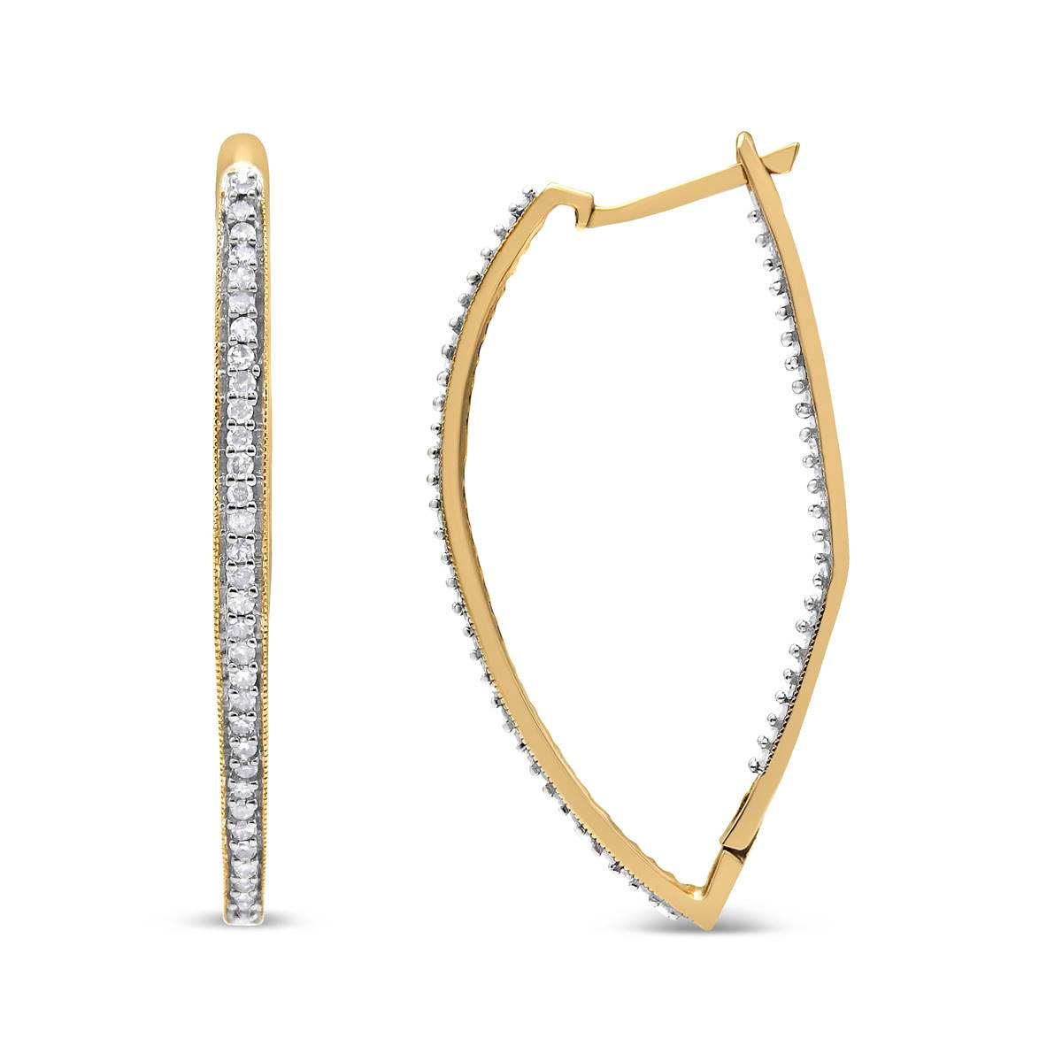 Haus of Brilliance 10kt. Yellow Gold Diamond Hoop Earrings