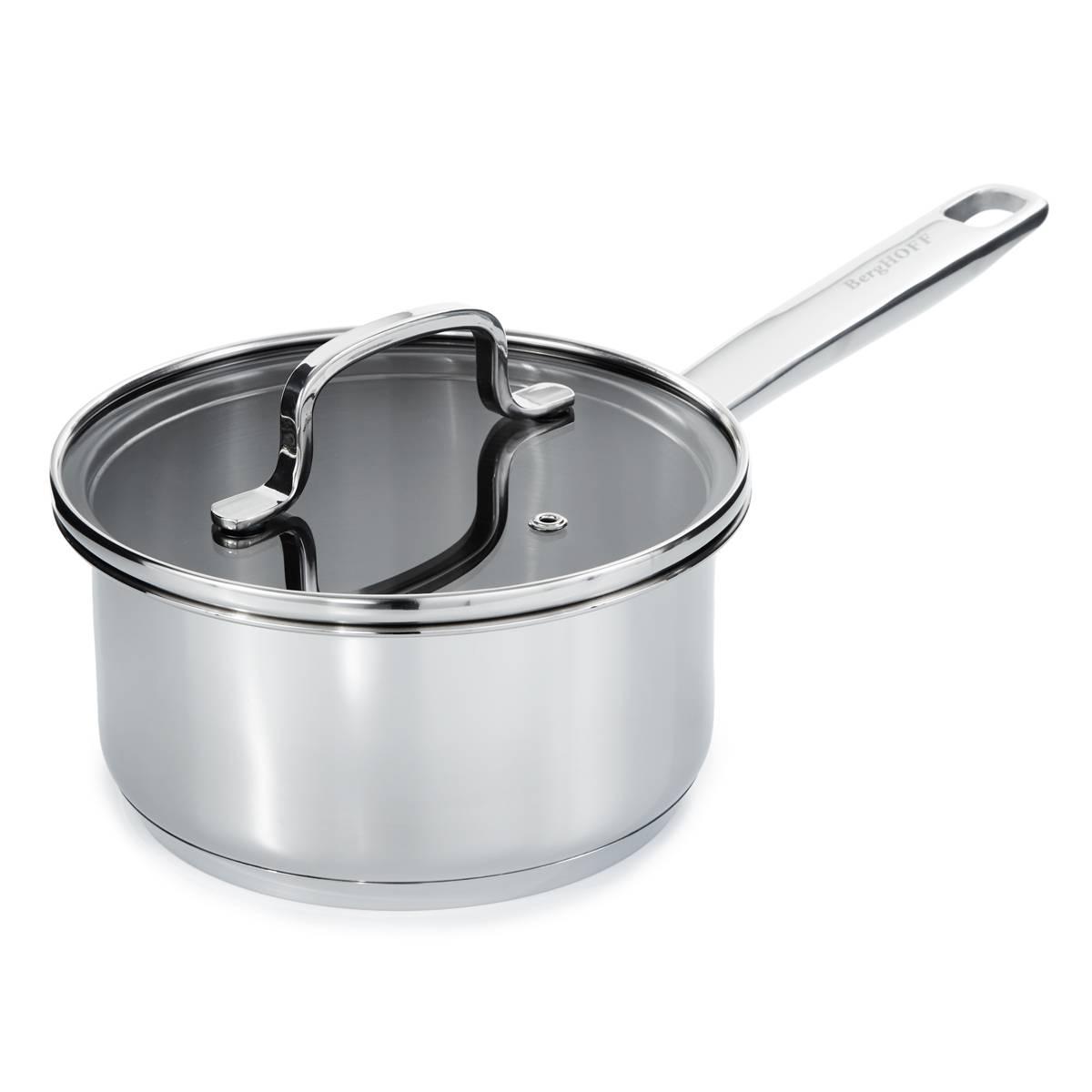 BergHOFF Helix Stainless Steel 1.6qt. Saucepan w/ Glass Lid