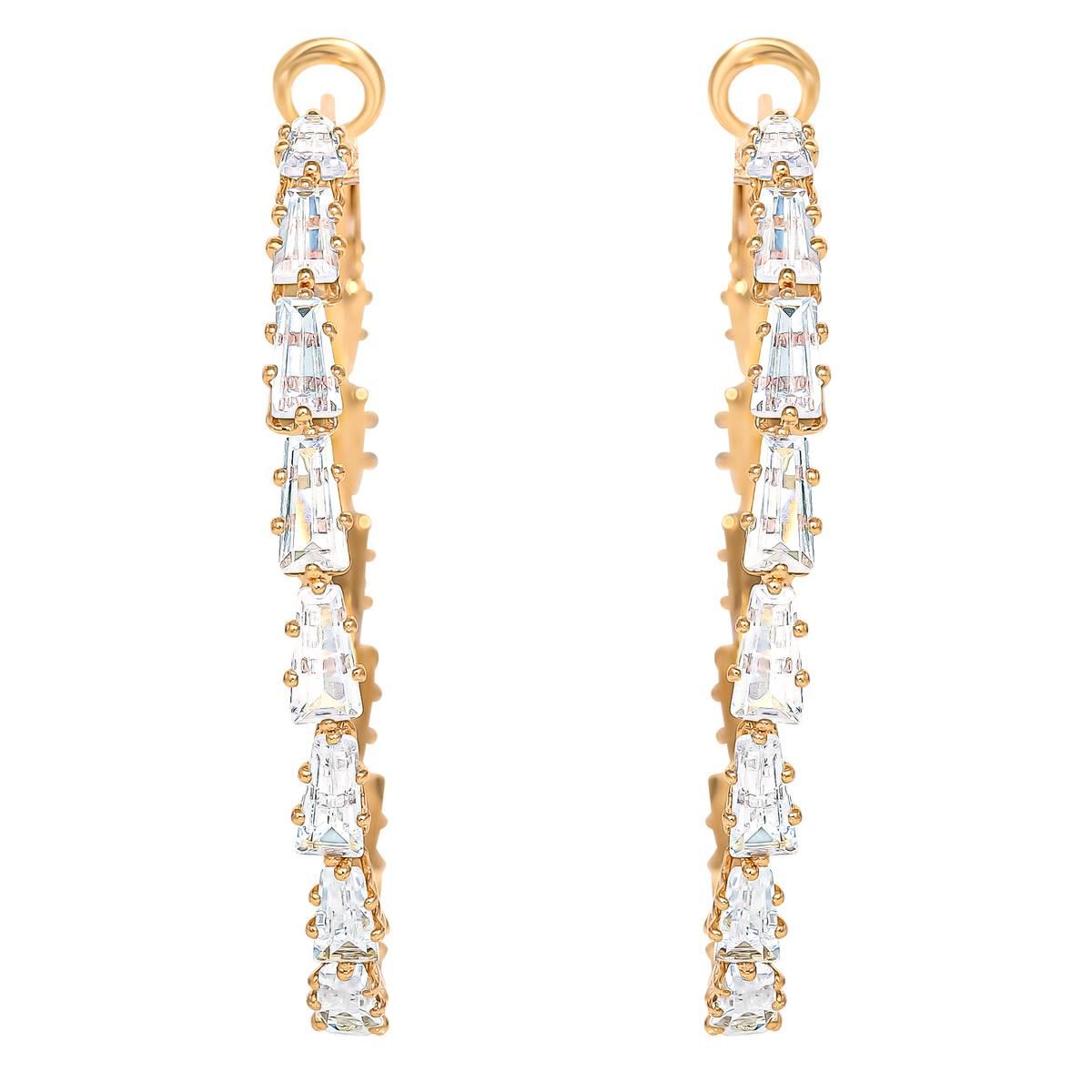 Jessica Simpson Yellow Gold Baguette Hoop Earrings