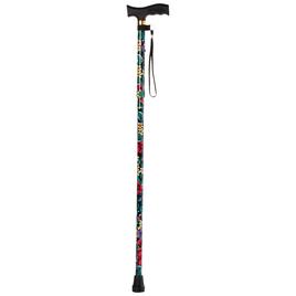 Womens Floral Pattern Fashion Folding Cane - Black