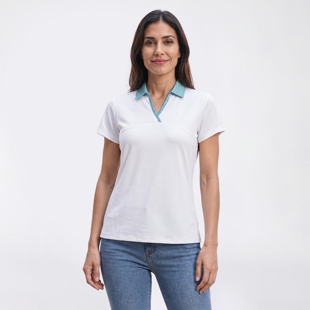 Womens Court Haley Short Sleeve Web Abstract Collar Polo