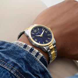 Mens Guess Two-Tone Indigo Sunray Dial Analog Watch - GW0965G4