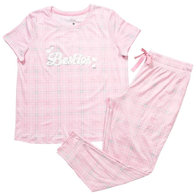 Womens Jaclyn Short Sleeve Besties Top & Joggers Pajama Set