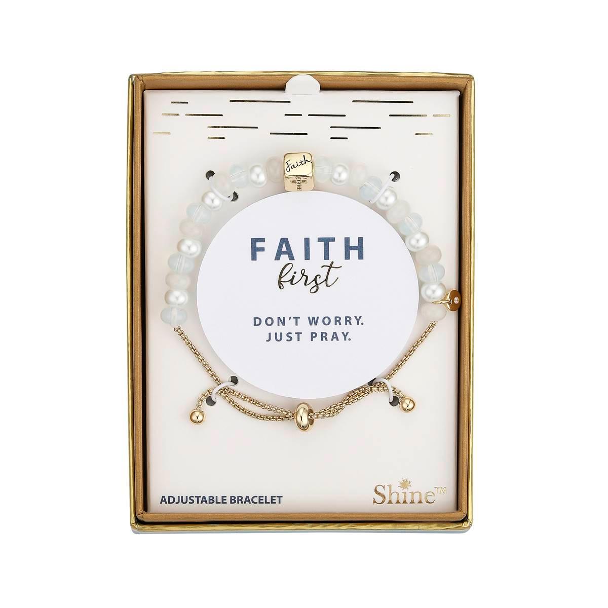 Shine Gold Flash Plated CZ Textured Faith Cross Bolo Bracelet