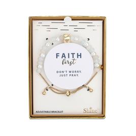 Shine Gold Flash Plated CZ Textured Faith Cross Bolo Bracelet