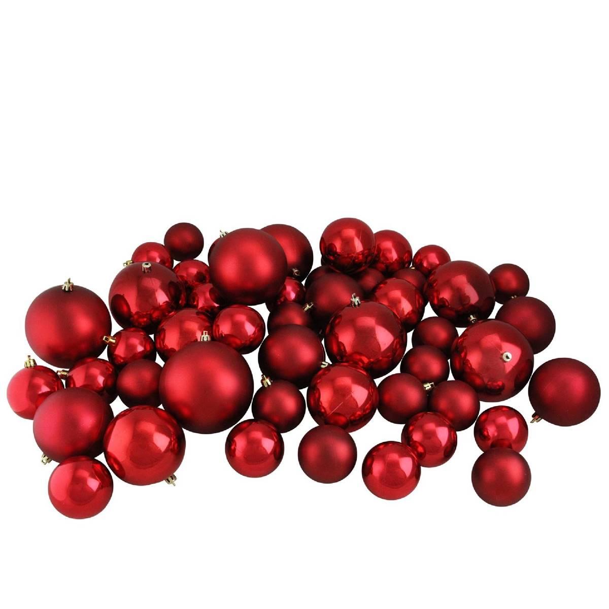 Northlight Seasonal 50ct. 2-Finish Christmas Ball Red Ornaments