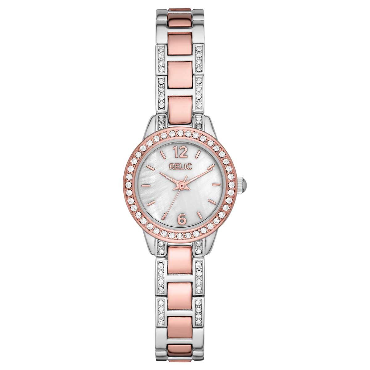 Womens RELIC by Fossil Rose Gold & Silver Bracelet Watch-ZR34588