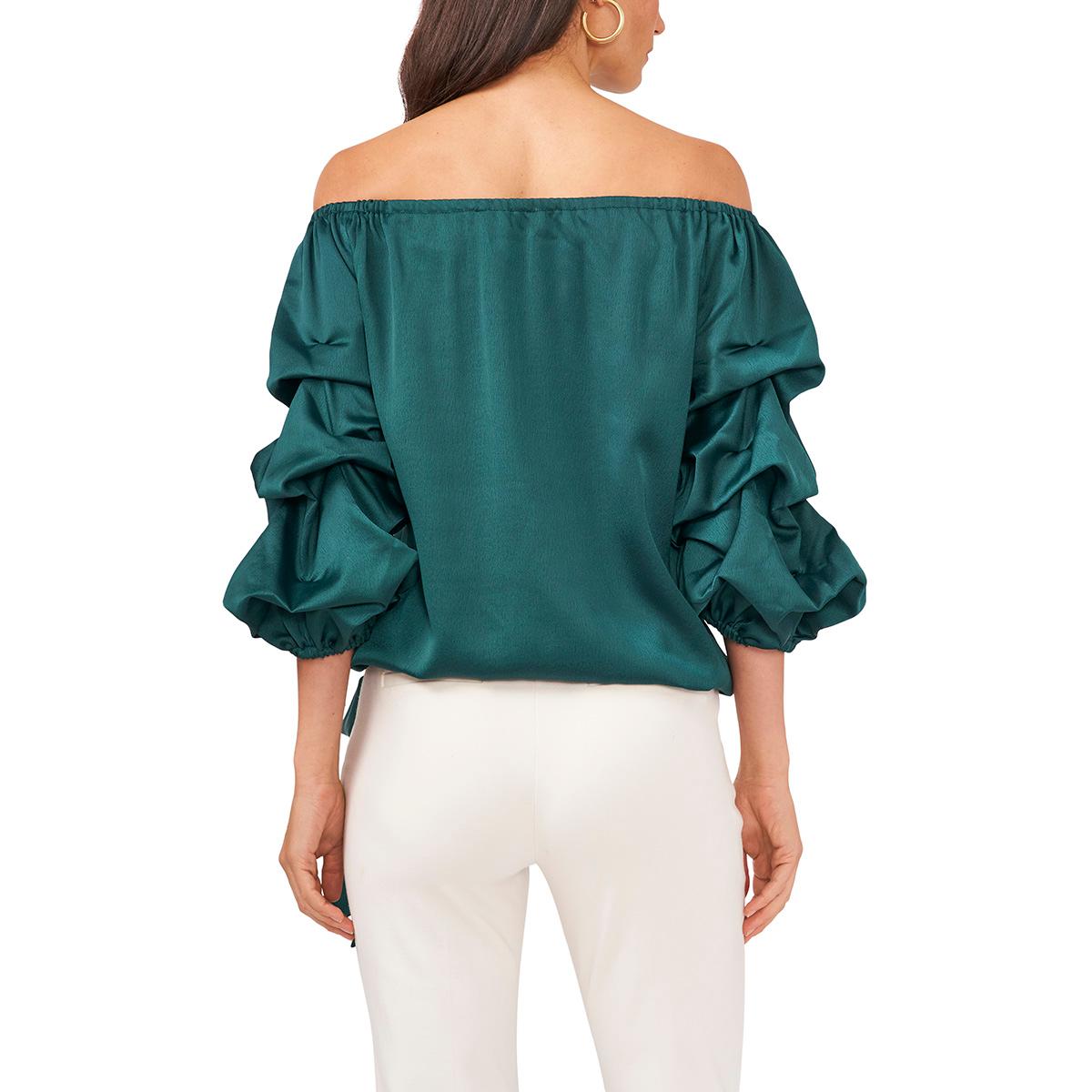 Womens MSK Lantern Sleeve Bow Tie Waist Blouse