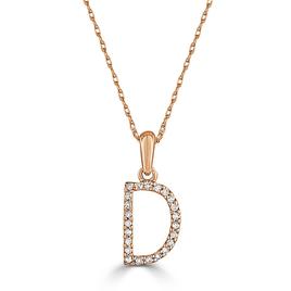 Diamond Classics(tm) 14kt. Rose Gold Initial D Letter Necklace