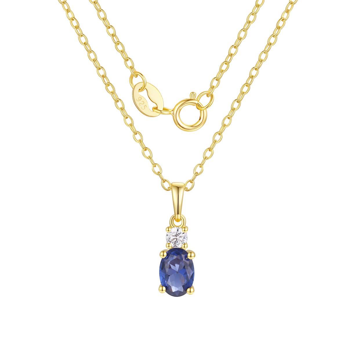 September Birthstone Simulated Sapphire & Cubic Zirconia Pendant