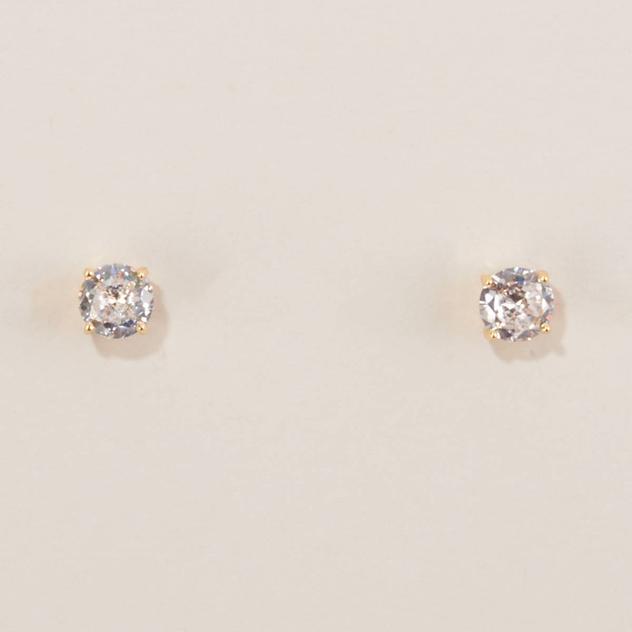 Design Collection Gold-Tone CZ 7mm Round Stud Earrings