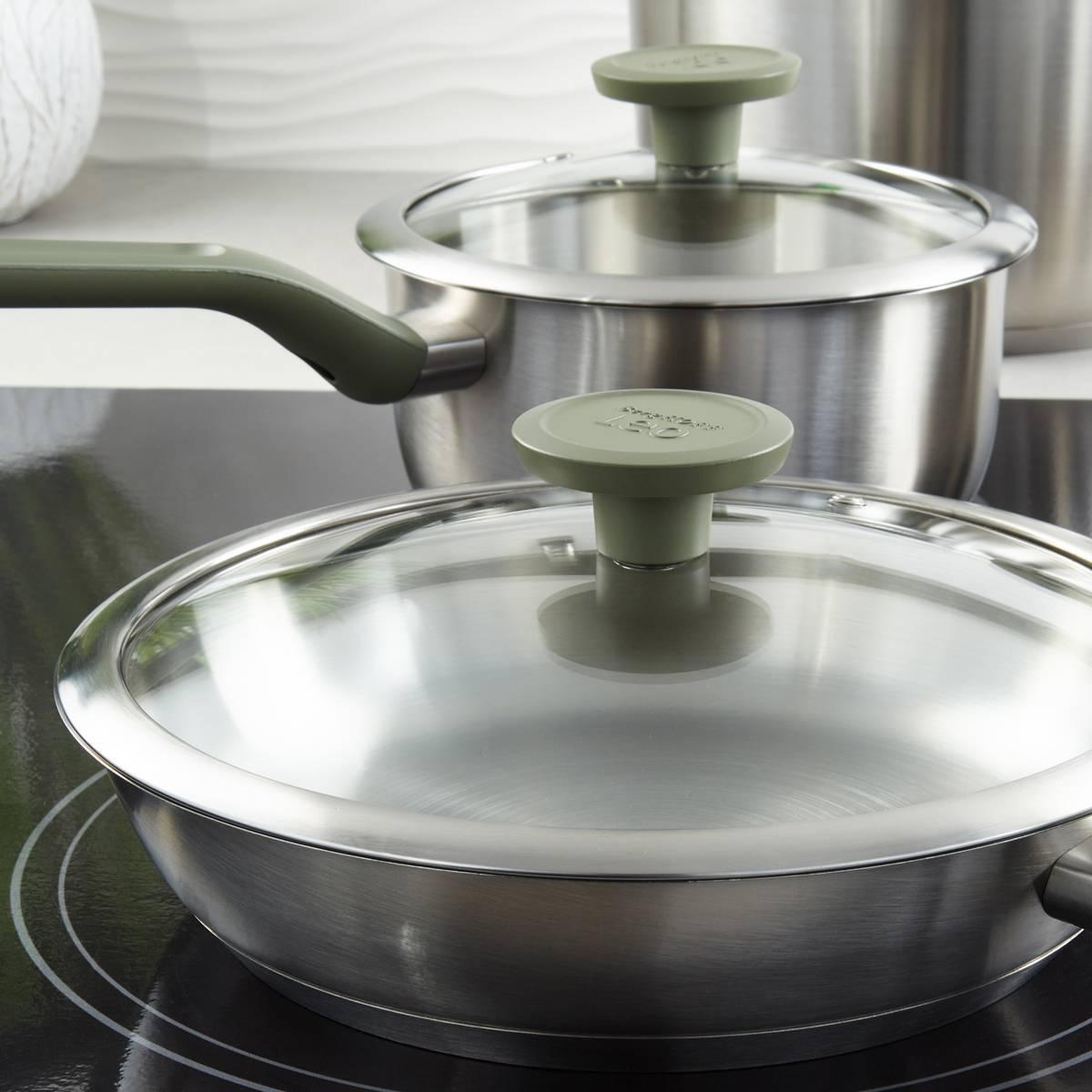 BergHOFF Bolt 8pc. Stainless Steel Cookware Set w/ Glass Lids