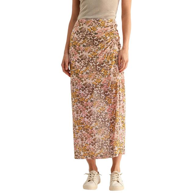 Womens CITY BLUES Ruched Mesh Floral Midi Skirt