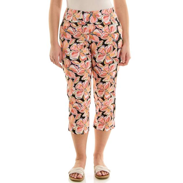 Womens Zac & Rachel Pull On Coral Floral Millennium Capris