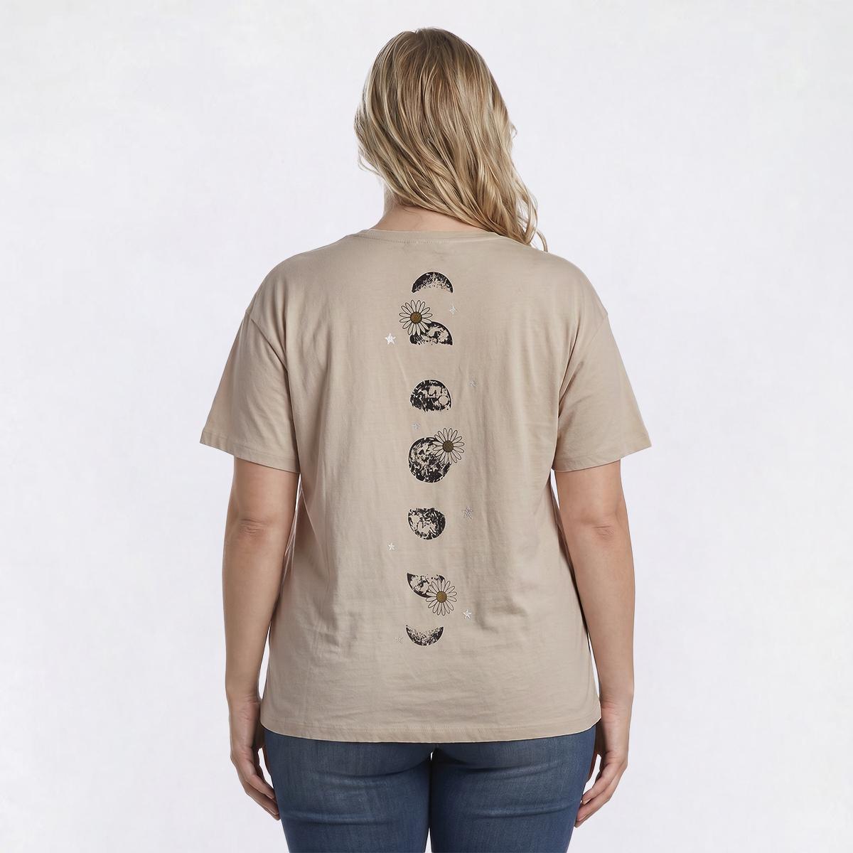 Juniors Plus Attitude Not Included Celestial Distressed Tee
