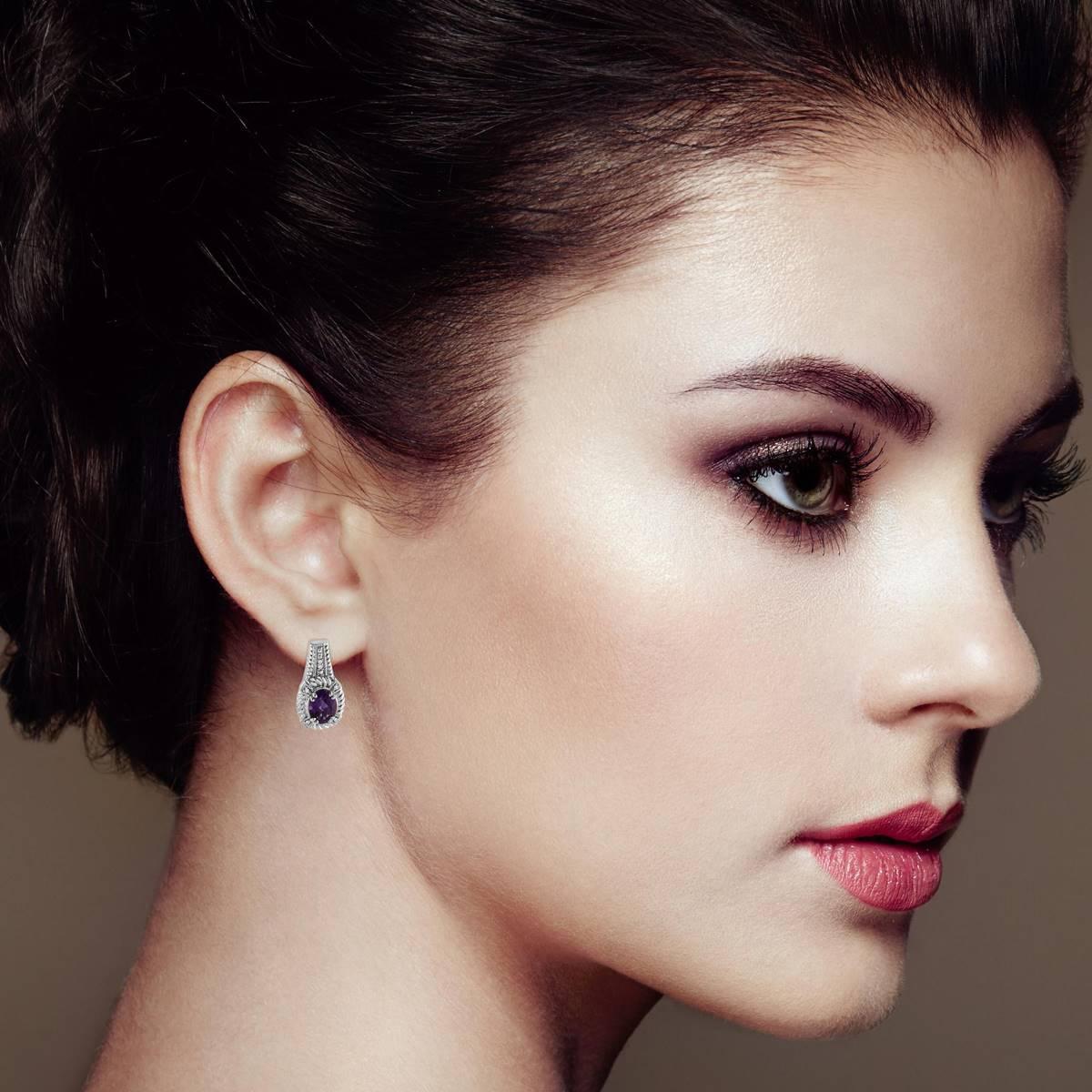 Haus of Brilliance Amethyst Diamond Dangle Earringse