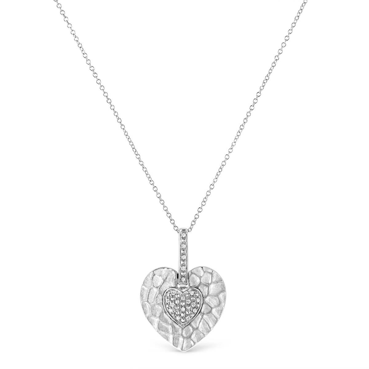 Haus of Brilliance Sterling Silver 1/10ctw. Diamond Heart Pendant