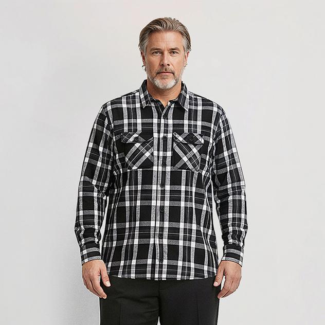 Mens Big & Tall FiveBrothers® Flannel Shirt - Black/White