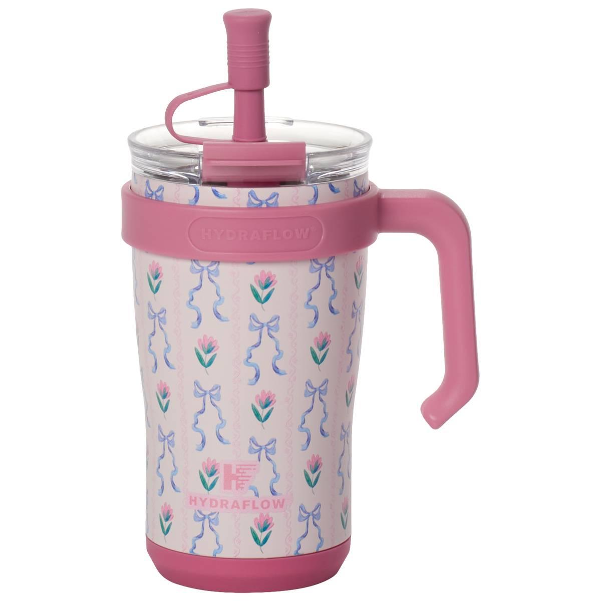 Hydroflow 16oz. Pink Bows Capri Insulated Tumbler with Handle