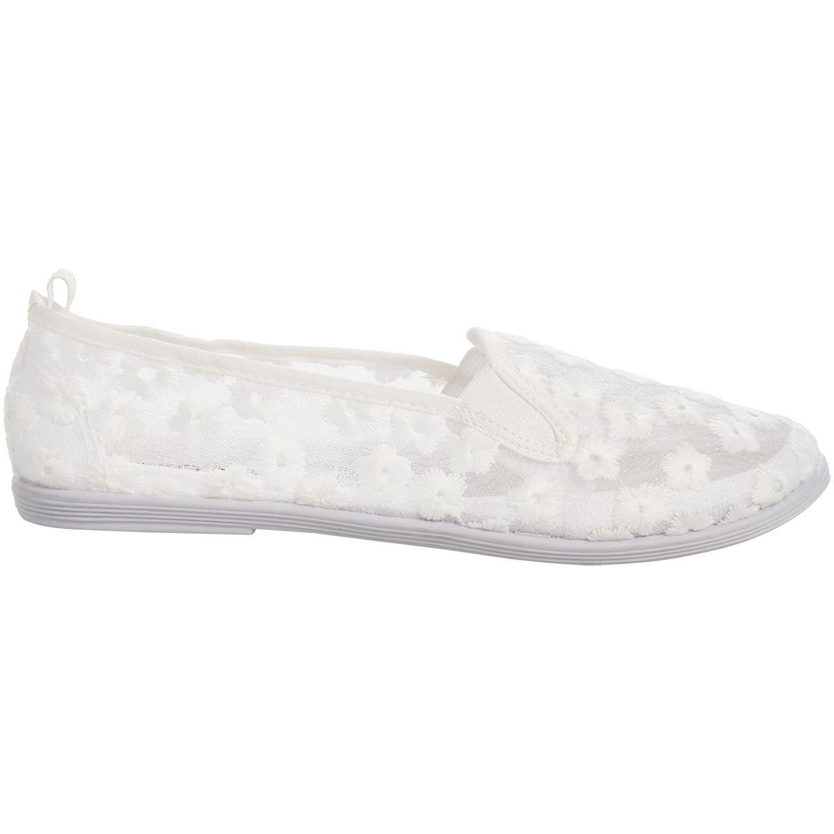 Womens Ashley Blue Canvas Lace Slip On Flats
