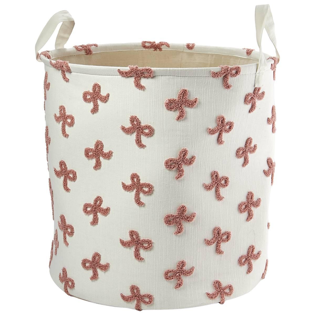 Heritage XL Pink Bow Round Basket