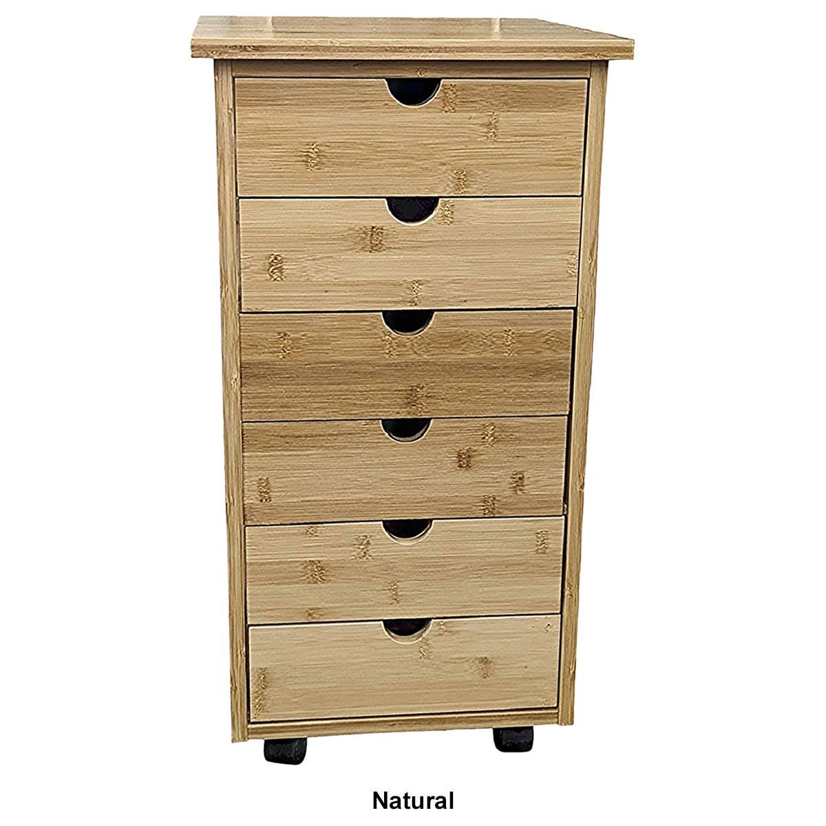 eccostyle™ Solid Bamboo 6 Drawer Rolling Cart