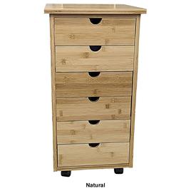 eccostyle™ Solid Bamboo 6 Drawer Rolling Cart