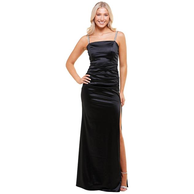 Juniors Emerald Sundae Peral Strap Satin Sheath Dress