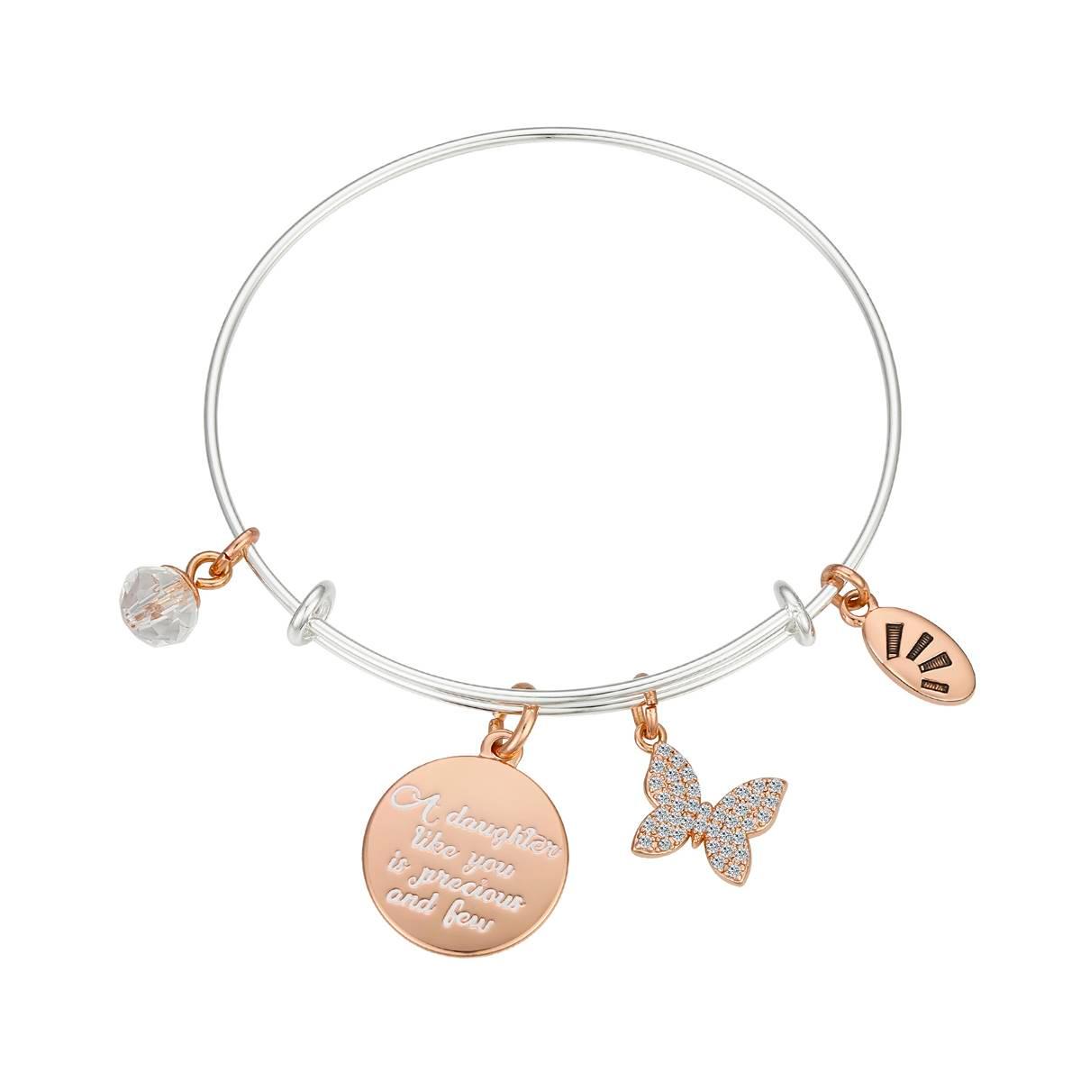 Shine A Daughter Like You White Enamel Crystal Butterfly Bracelet