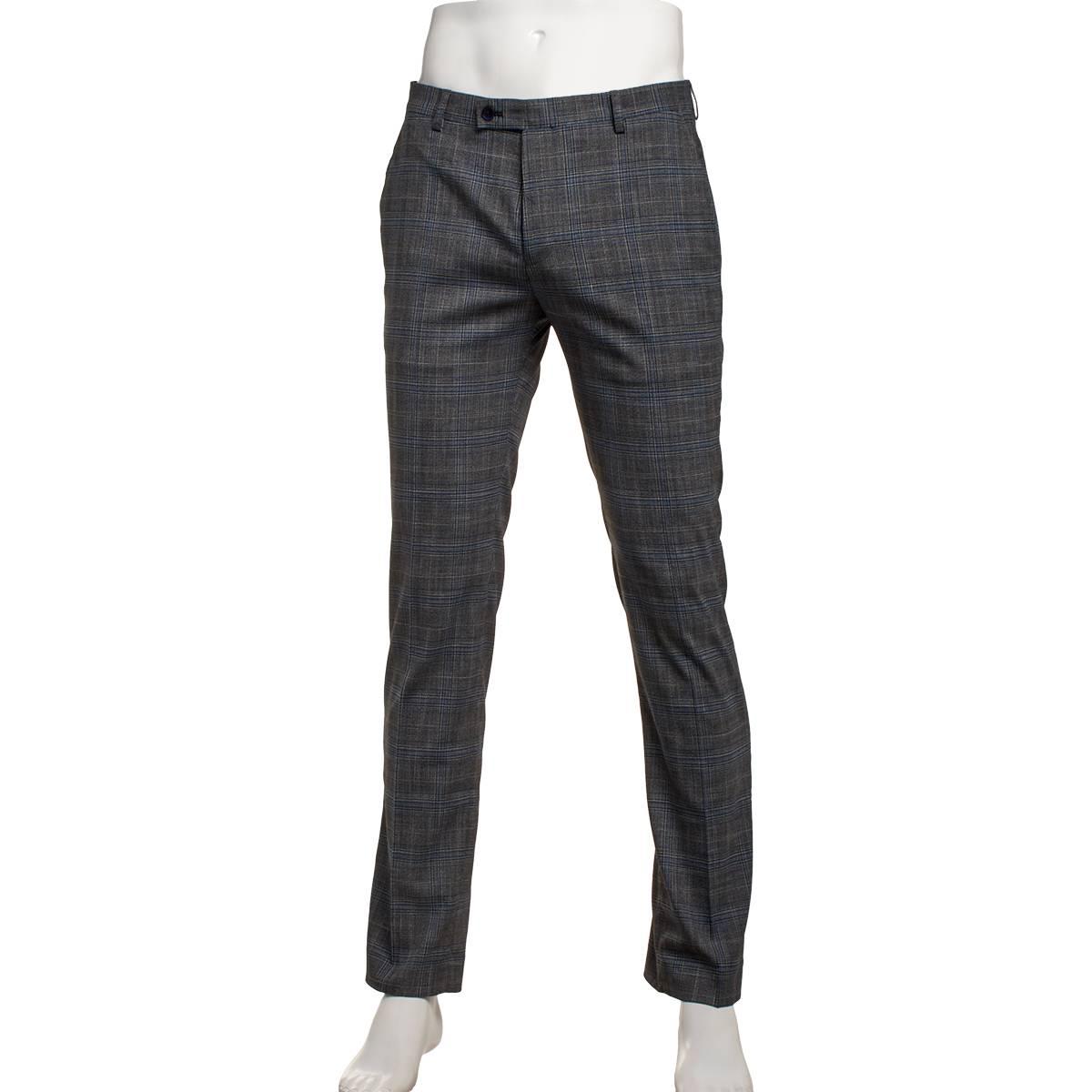 Mens Paisley & Gray Plaid Pants - Blue Black