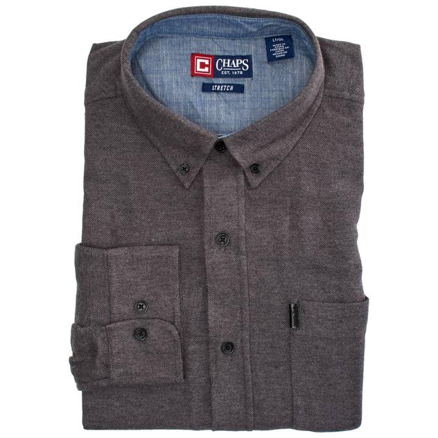 Mens Big & Tall Chaps Long Sleeve Flannel Button Down - Charcoal