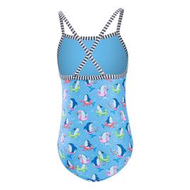 Girls (8-16) Dolfin® Fin Floats Criss-Cross One Piece Swimsuit