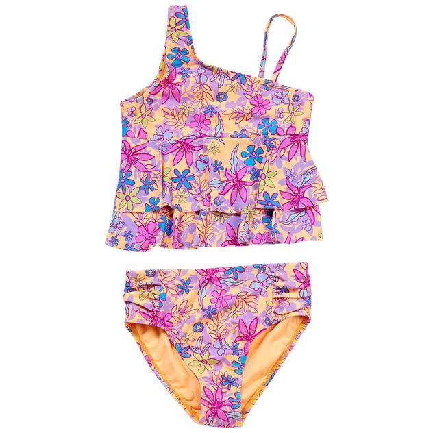 Girls (7-16) Angel Beach Tiered Ruffled 2pc. Swim Set