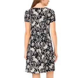 Womens MSK Short Sleeve Floral Three O-Ring A-Line Dress