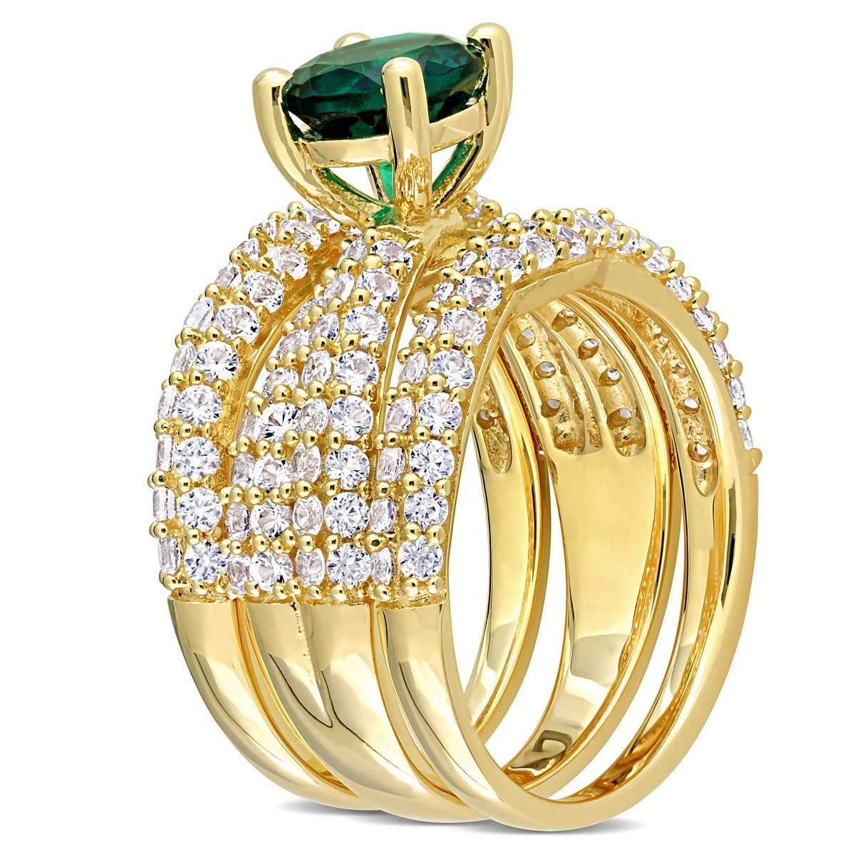 Gemstone Classics™ Lab Created Emerald & Sapphire Bridal Set