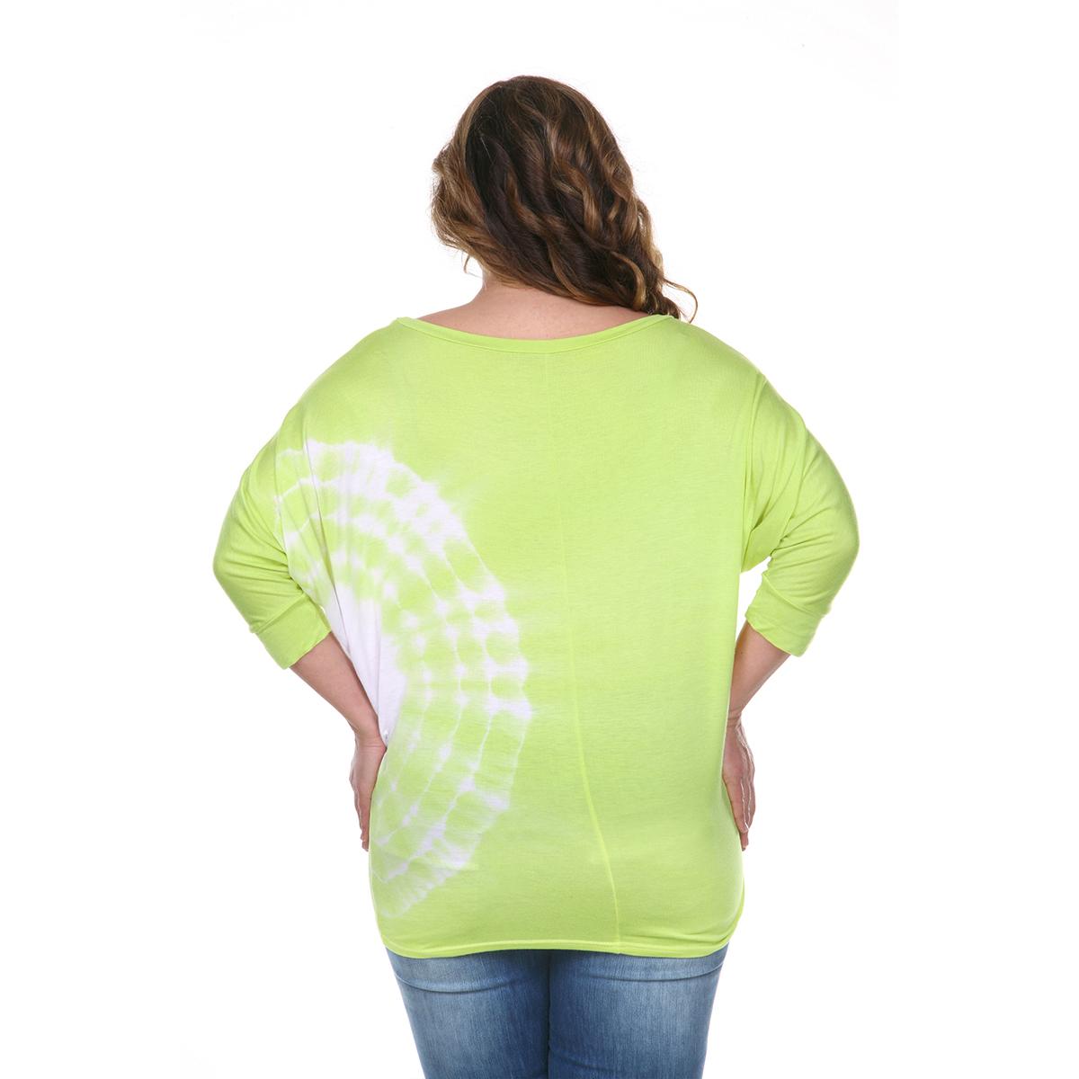 Plus Size White Mark Tie Dye Tee - Green