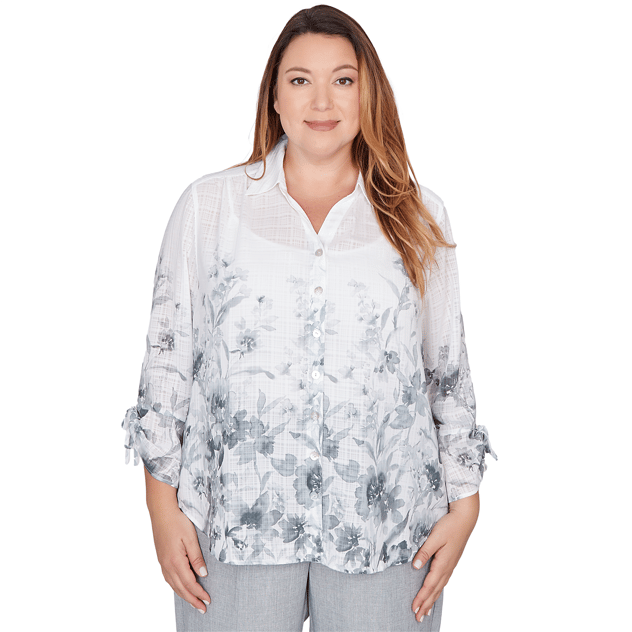 Plus Size Alfred Dunner Al Fresco Floral Button Front Blouse