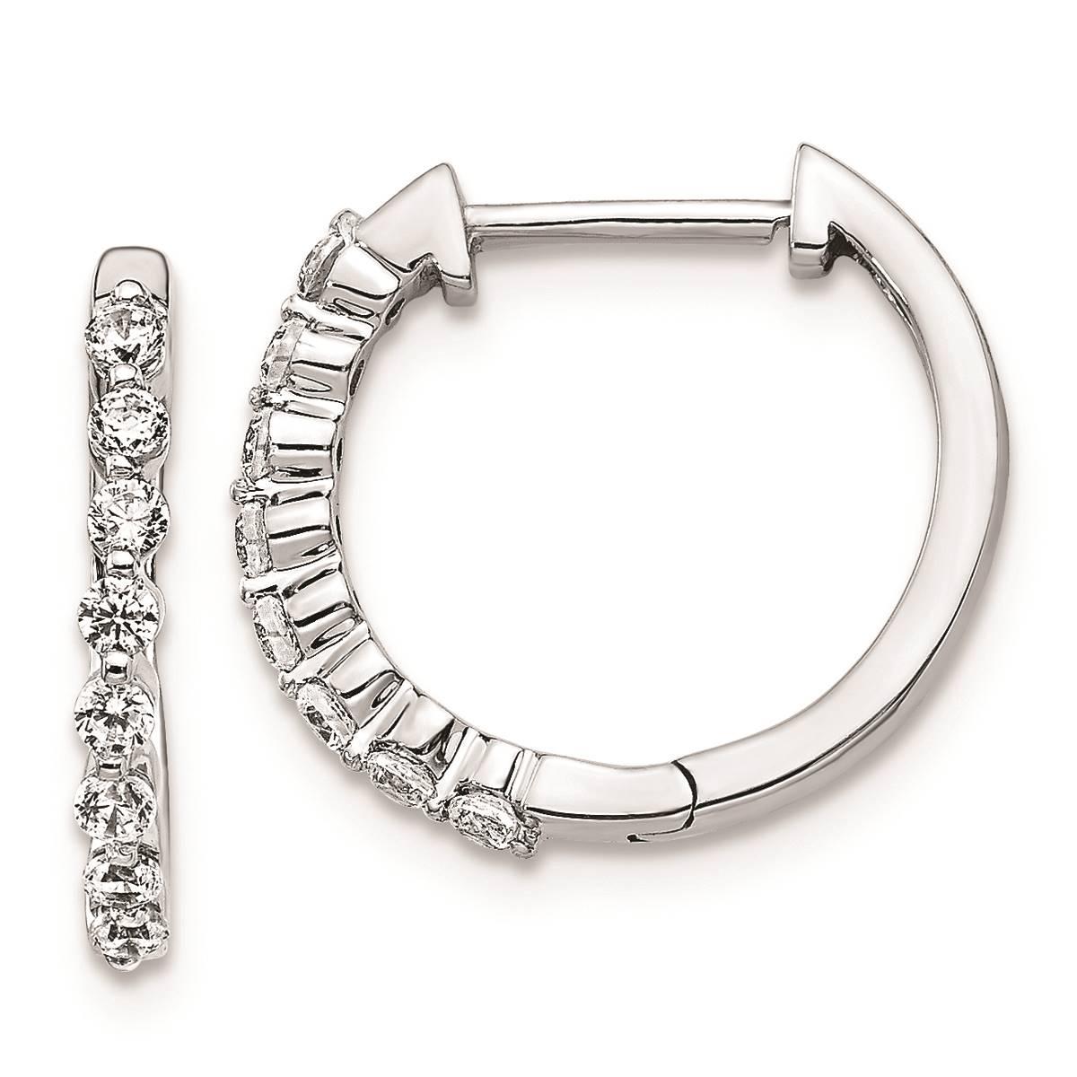 Pure Fire 14kt. White Gold 1/3ctw. Diamond Hinged Hoop Earrings