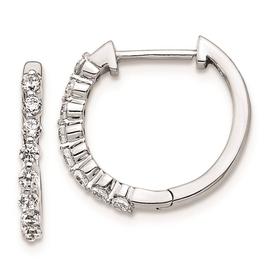 Pure Fire 14kt. White Gold 1/3ctw. Diamond Hinged Hoop Earrings