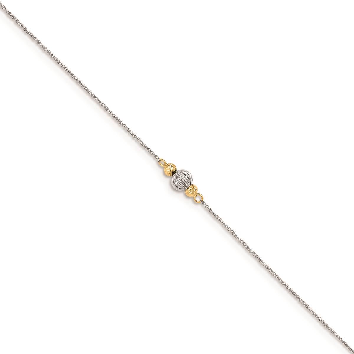 Gold Classics(tm) 14kt. White Gold Rope Two-Tone Diamond Cut  Anklet