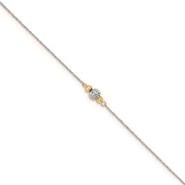 Gold Classics(tm) 14kt. White Gold Rope Two-Tone Diamond Cut  Anklet