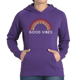 Plus Size LA Pop Art Good Vibes Word Art Hooded Sweatshirt