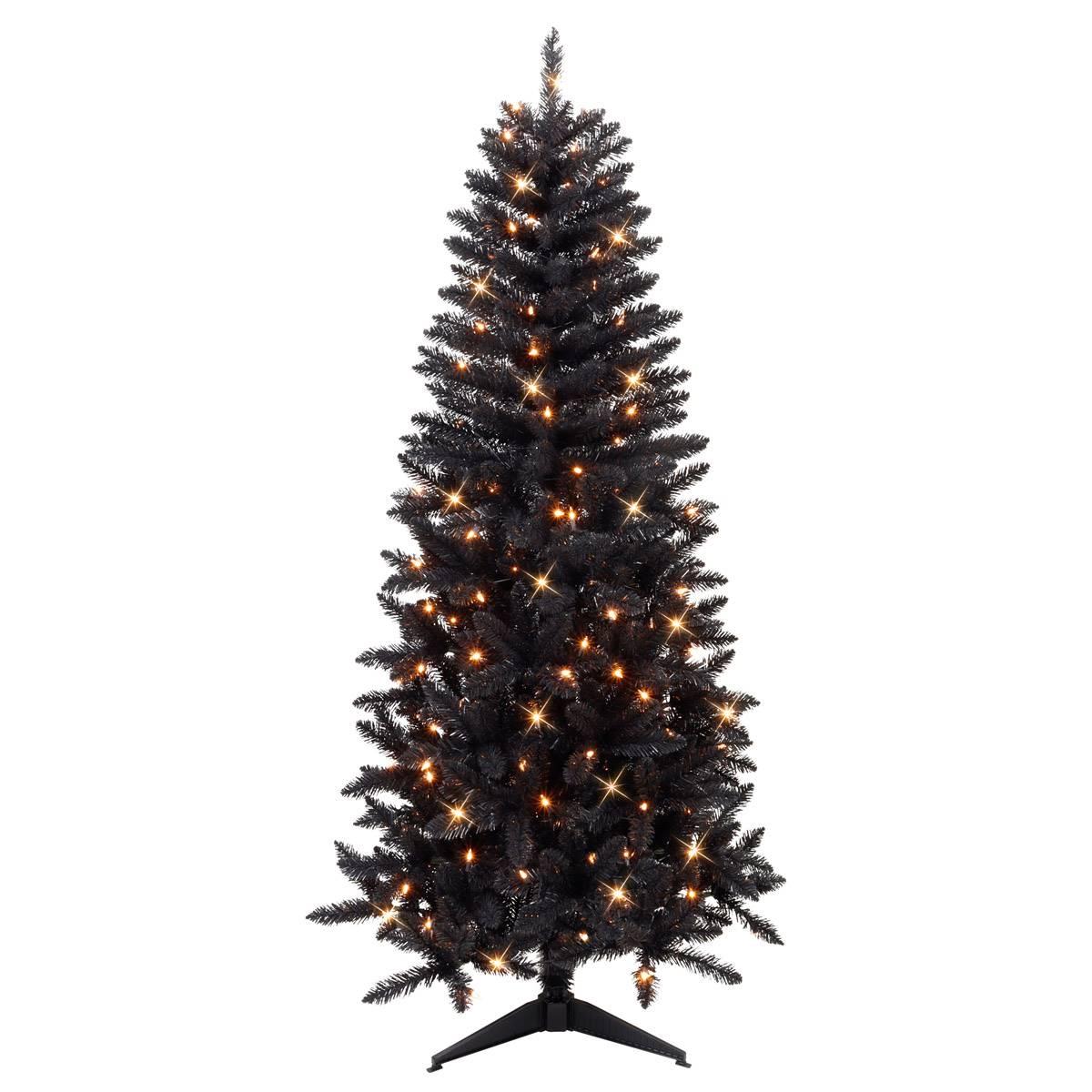 Puleo International 6ft. Pre-Lit Black Carson Pine Christmas Tree