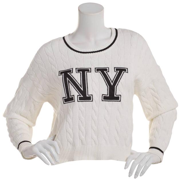 Juniors Madden Girl Cable Crew Neck Knit NY Sweater